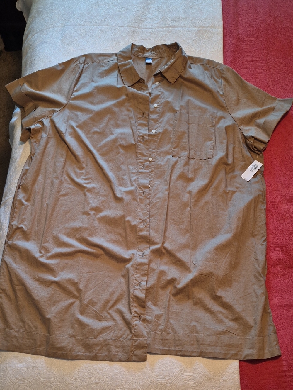 Old Navy Women's Short-Sleeve Button-Down Shirt Dress in Khaki
